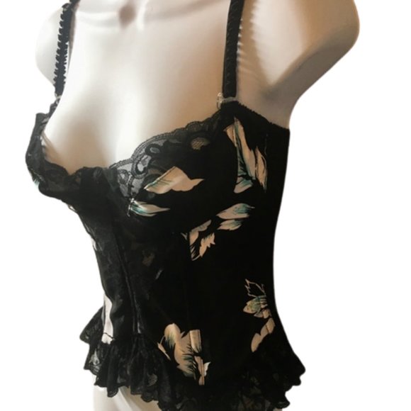 Corset Mara Intimates Vintage 90s Bustier Black Lace Floral Boning 34 B/C - Picture 3 of 8